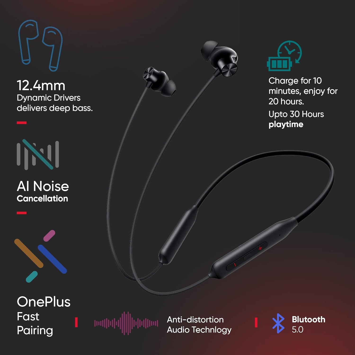 One Plus Bullets Z2 ANC Wireless Neckband Earphones