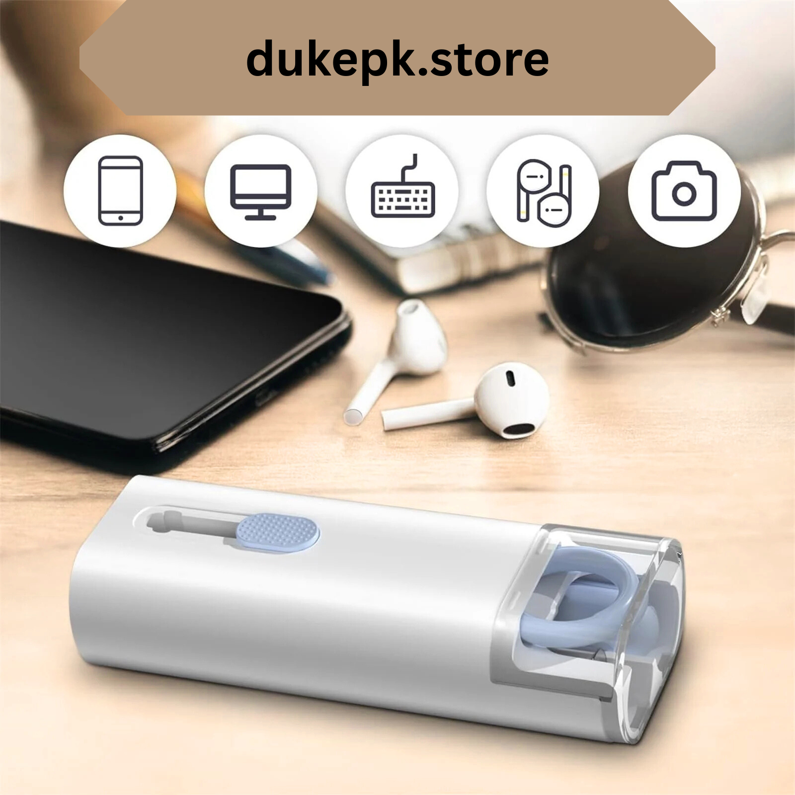 8 in 1 Cleaning Kit Computer Keyboard Cleaner Brush Earphones Cleaning Pen For Earbuds iPad Phones Cleaning Tools Keycap Puller